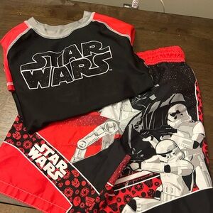 Star Wars Youth Swim Top in Black and Red